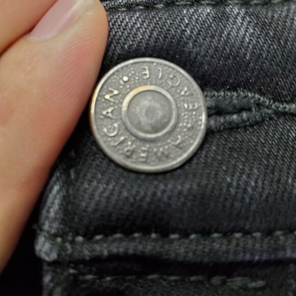 American Eagle Outfitters Jeans Mens 38x36 Black Stacked Skinny Distressed - Picture 2 of 14